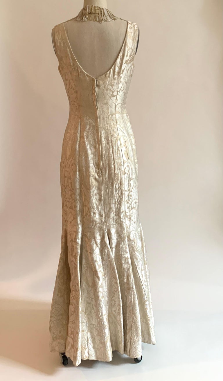 Vintage 1960s Cream and Gold Brocade Coat and Gown Set with Beaded ...