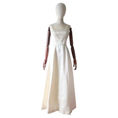 Robe de mariée vintage en soie crème des années 1960, taille UK 6 US 2