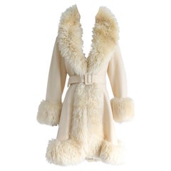 Vintage 1960's Cream Wool Coat UK 8 US 4