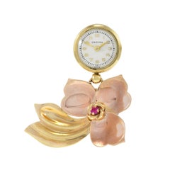 Vintage 1960's Croton 14KT Gold Anhänger / Pin Uhr