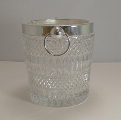 Vintage 1960s Crystal and Silver Plate Wine Cooler / Champagne Bucket