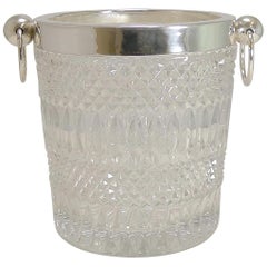 Retro 1960s Crystal and Silver Plate Wine Cooler / Champagne Bucket