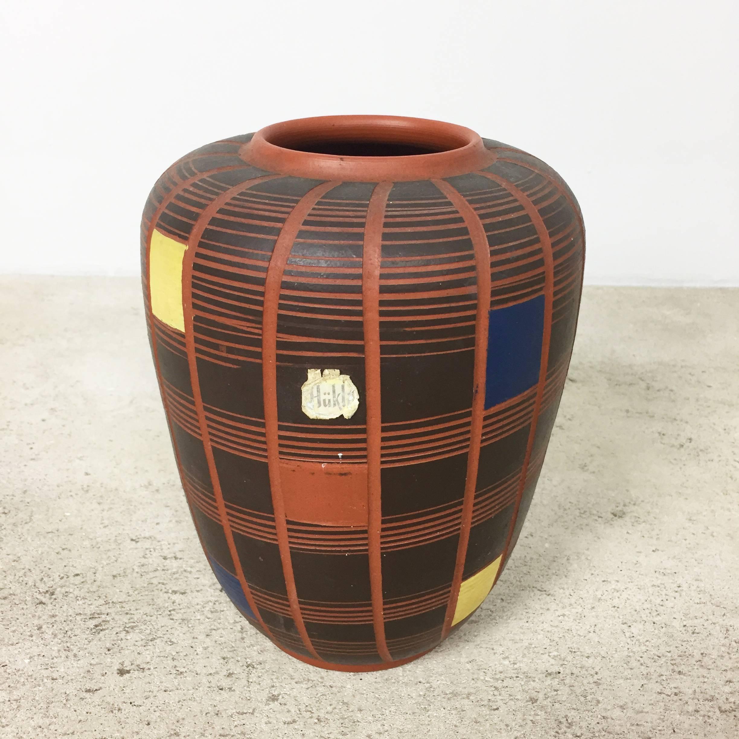 Mid-Century Modern Vintage 1960s Cubic Ceramic Pottery Vase by Hükli Ceramic, Germany