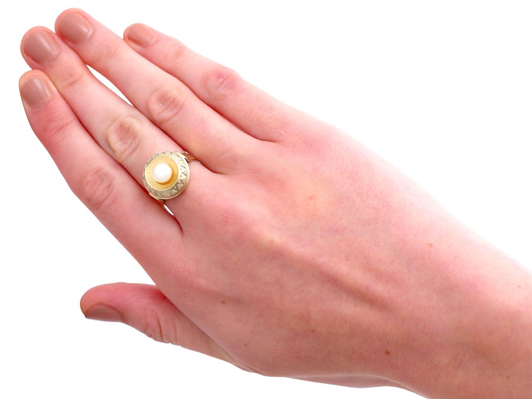 Women's 1960s Cultured Pearl 14k Yellow Gold Cocktail Ring For Sale
