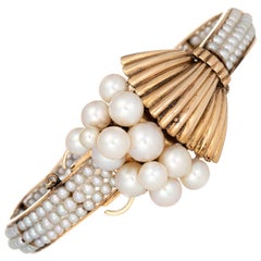 Vintage 1960s Bracelet de perles de culture en or 14 carats bijoux de succession Spray