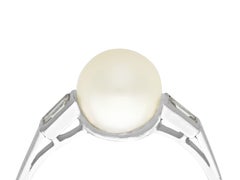 Vintage 1960s 18k White Gold Cultured Pearl & Diamond Engagement Ring