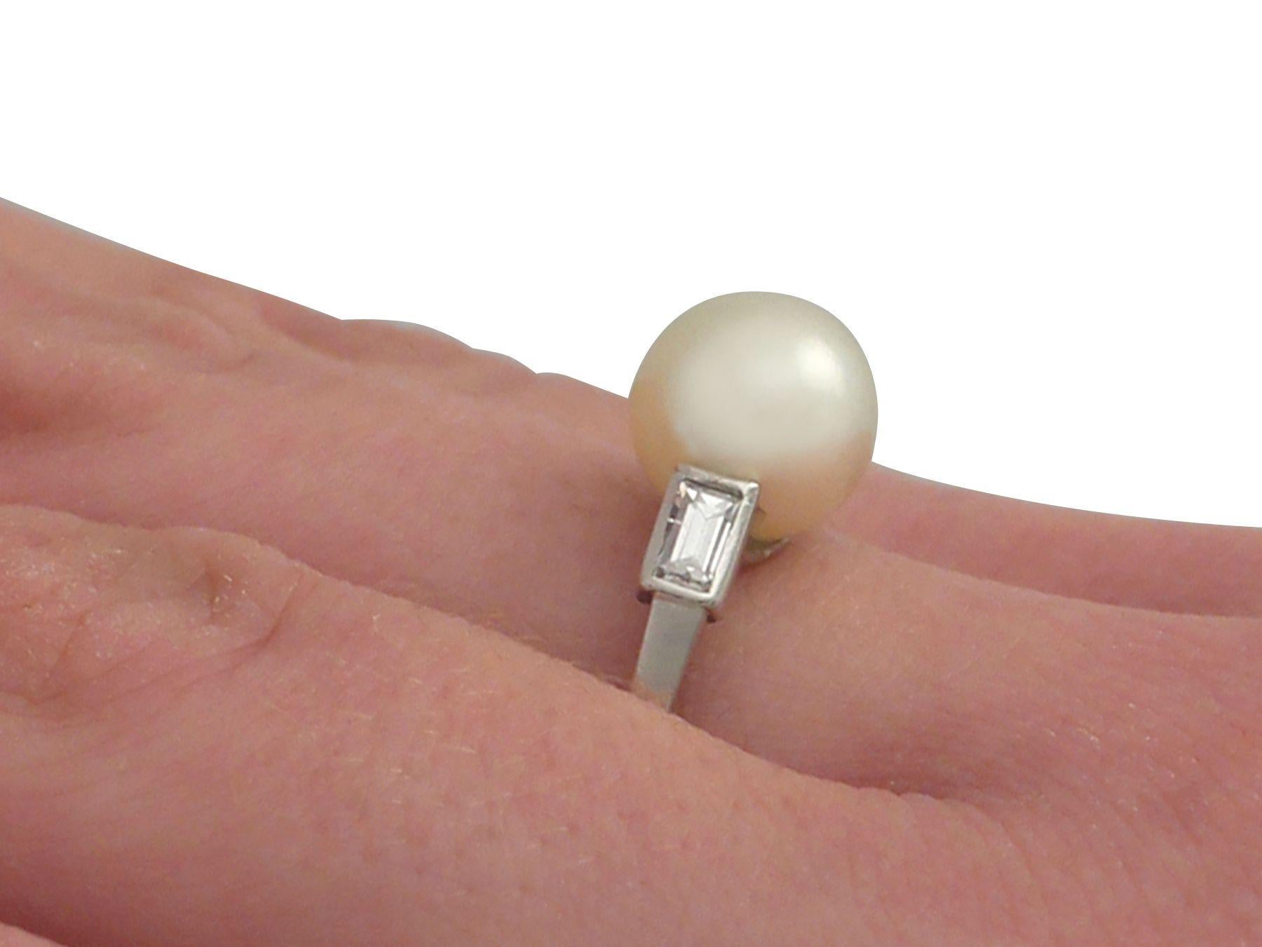 Vintage 1960s Cultured Pearl Diamond Gold Cocktail Ring For Sale 2