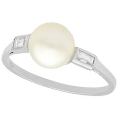 Vintage 1960s Cultured Pearl Diamond Gold Cocktail Ring