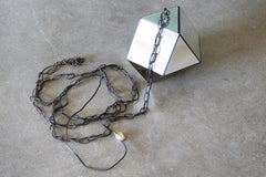 Vintage 1960s Custom Hexagon Mirror Lamp Swag MCM retro