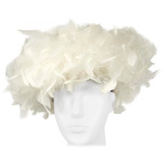 1950s 1960s Feathered Hat Custom Made White / Cream