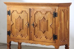 Vintage 1960s Danish Brutalist Chevron Oak Cabinet, Style of Henning Kjærnulf