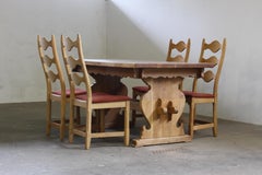 Vintage 1960s Danish Brutalist Ladderback Light Oak Chairs style of Kjærnulf