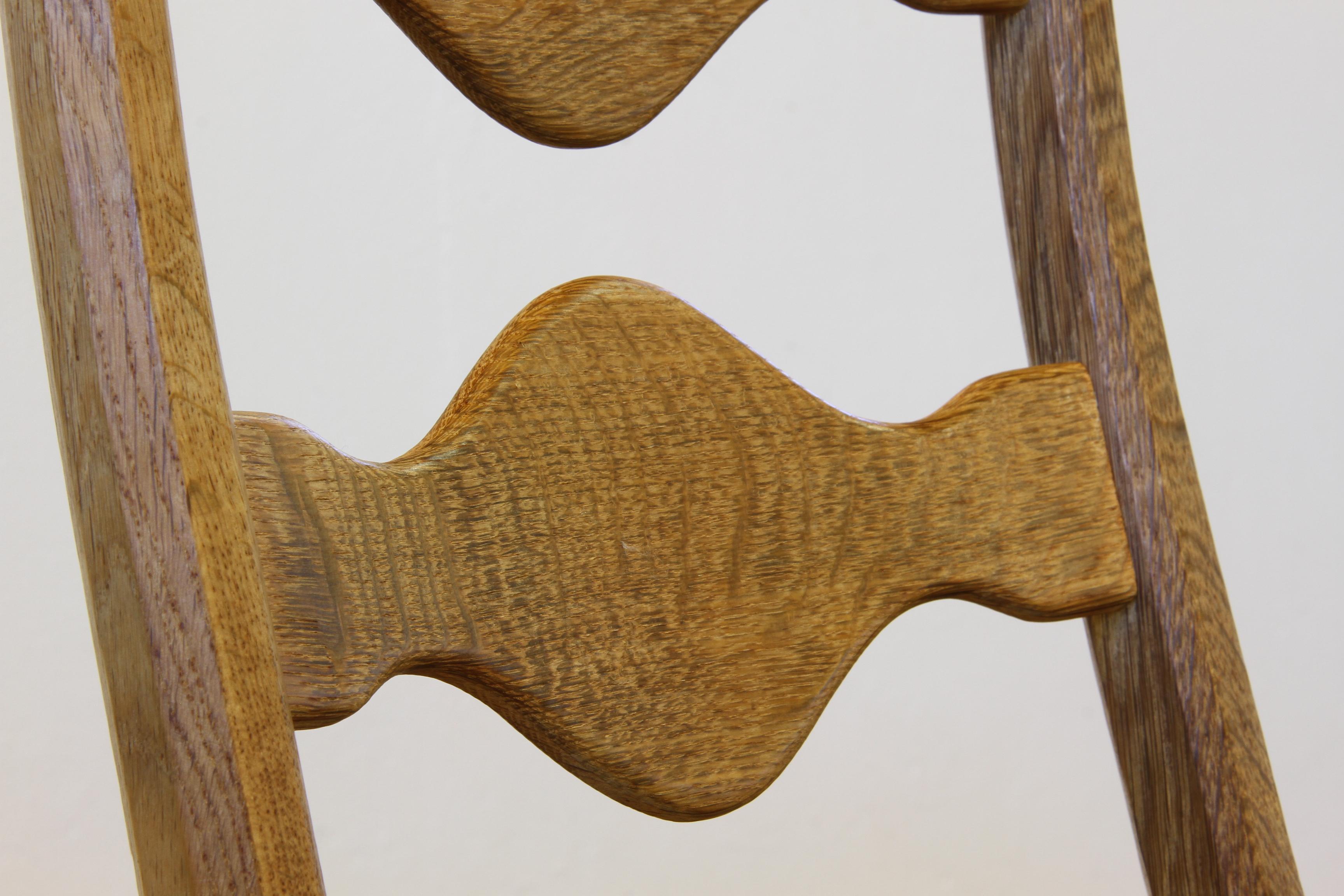Sedie danesi brutaliste d'epoca degli anni '60 con schienale a scaletta in Oak nello stile di Kjærnulf in vendita 5