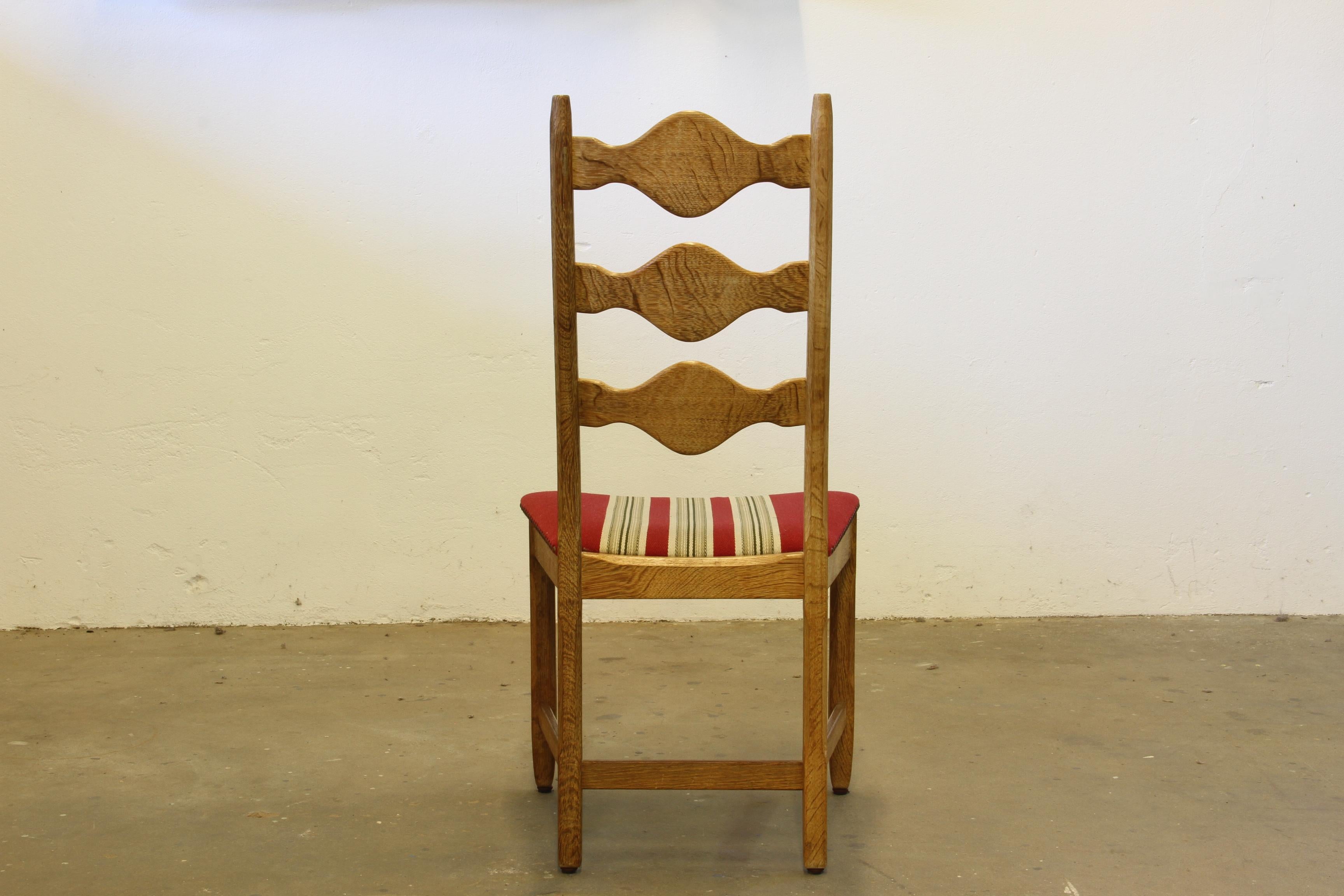 Sedie danesi brutaliste d'epoca degli anni '60 con schienale a scaletta in Oak nello stile di Kjærnulf in vendita 6