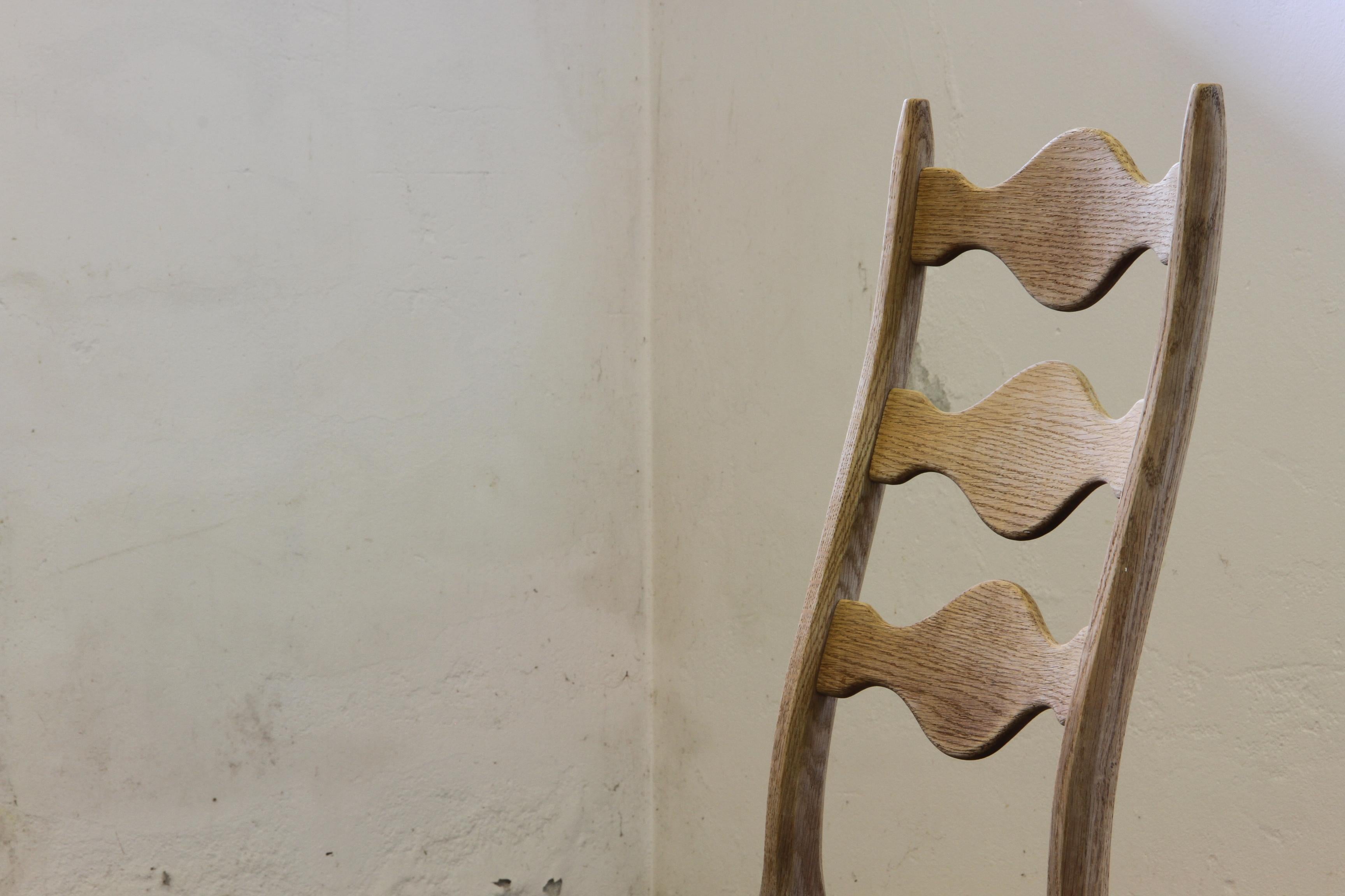 Sedie danesi brutaliste d'epoca degli anni '60 con schienale a scaletta in Oak nello stile di Kjærnulf in vendita 6