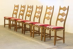 Vintage 1960s Danish Brutalist Ladderback Oak Chairs in the style of Kjærnulf