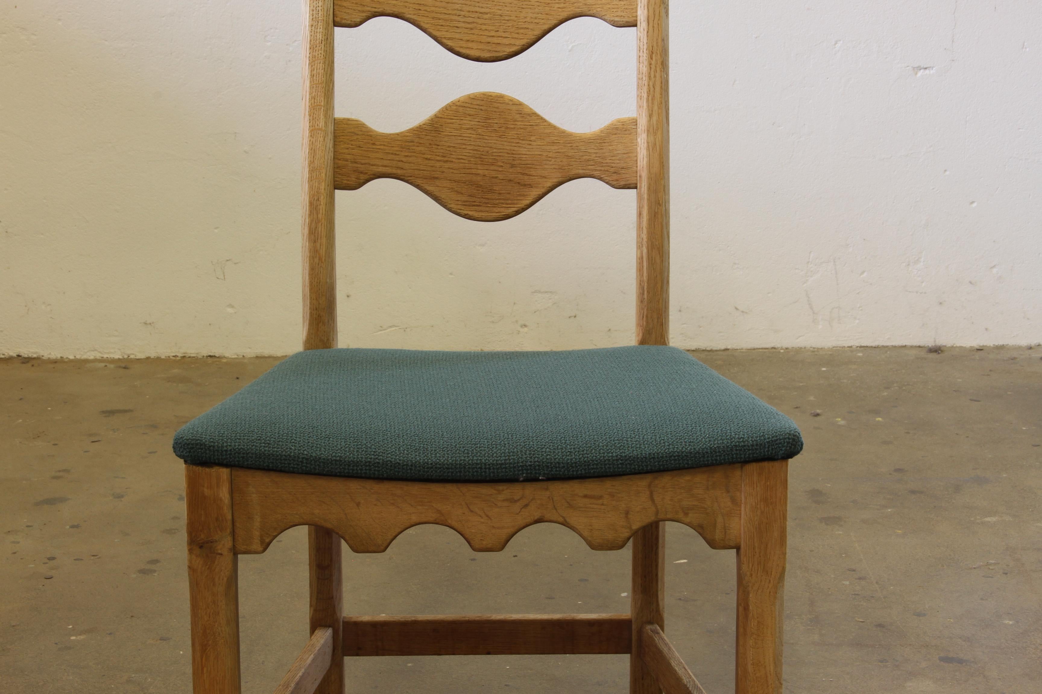 Sedie danesi brutaliste d'epoca degli anni '60 con schienale a scaletta in Oak nello stile di Kjærnulf in vendita 1
