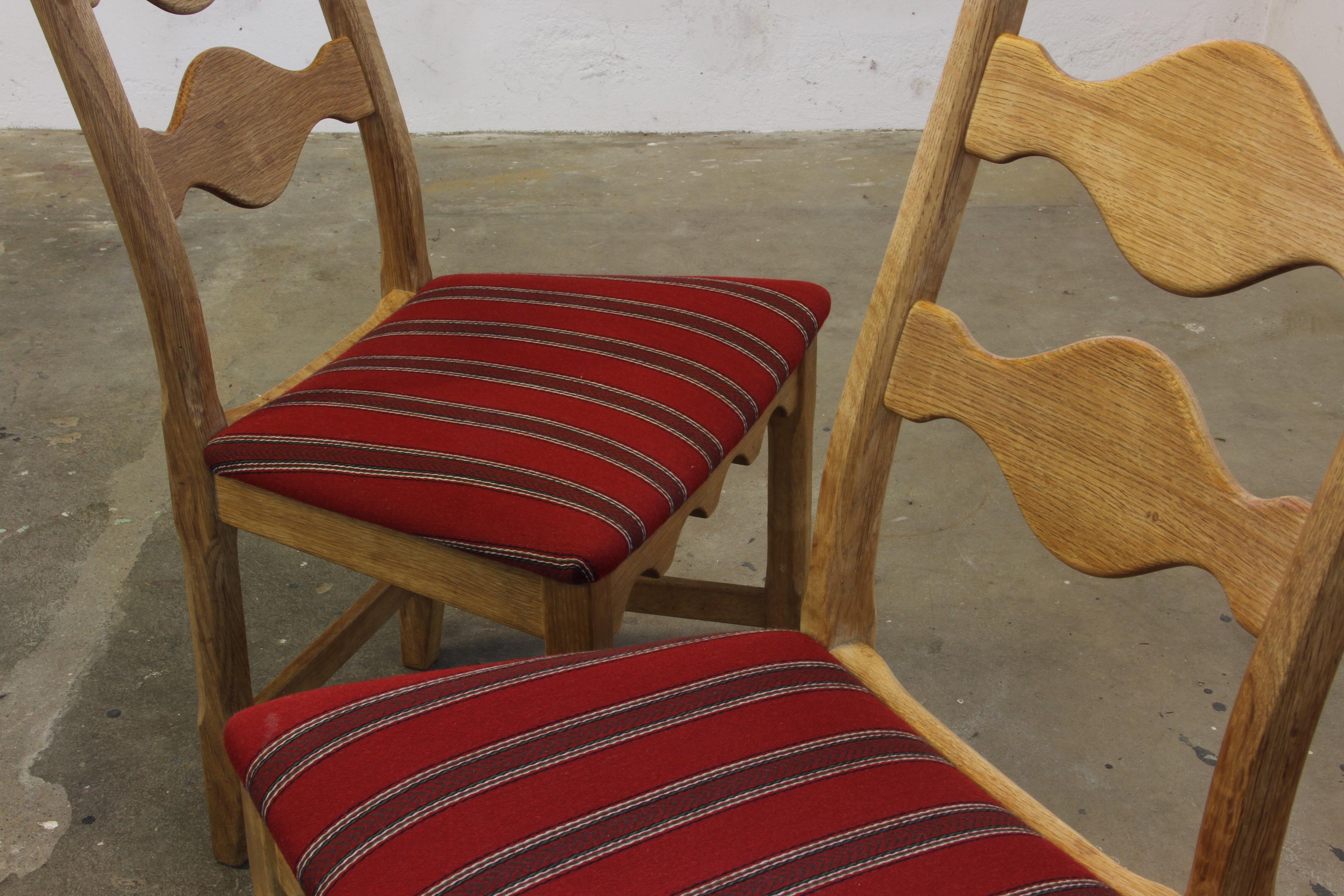 Vintage 1960s Danish Brutalist Ladderback Oak Chairs, Style of Henning Kjærnulf For Sale 6