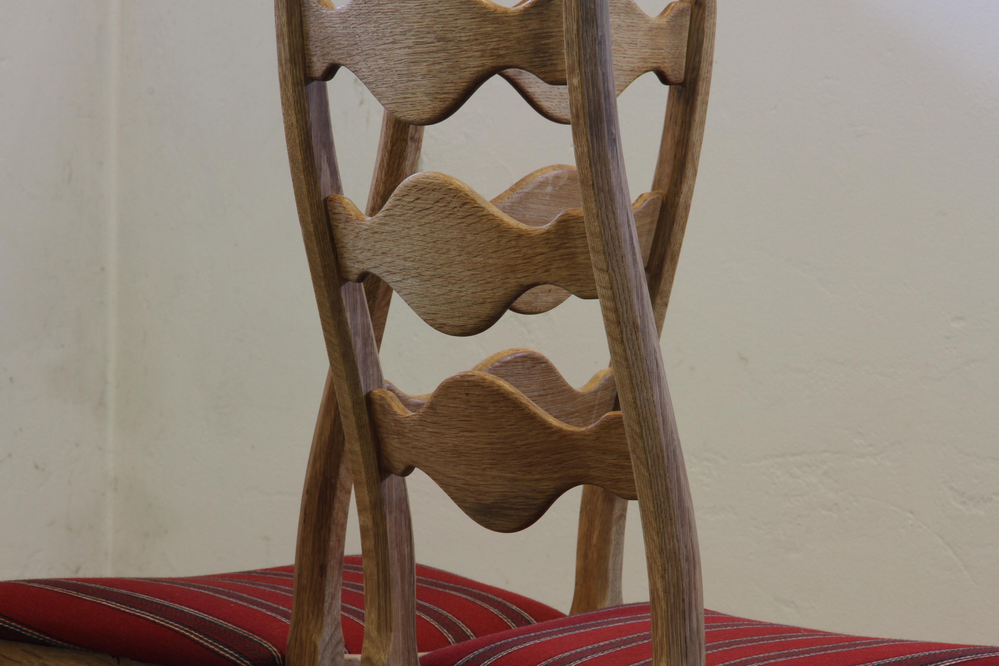 Vintage 1960s Danish Brutalist Ladderback Oak Chairs, Style of Henning Kjærnulf For Sale 9
