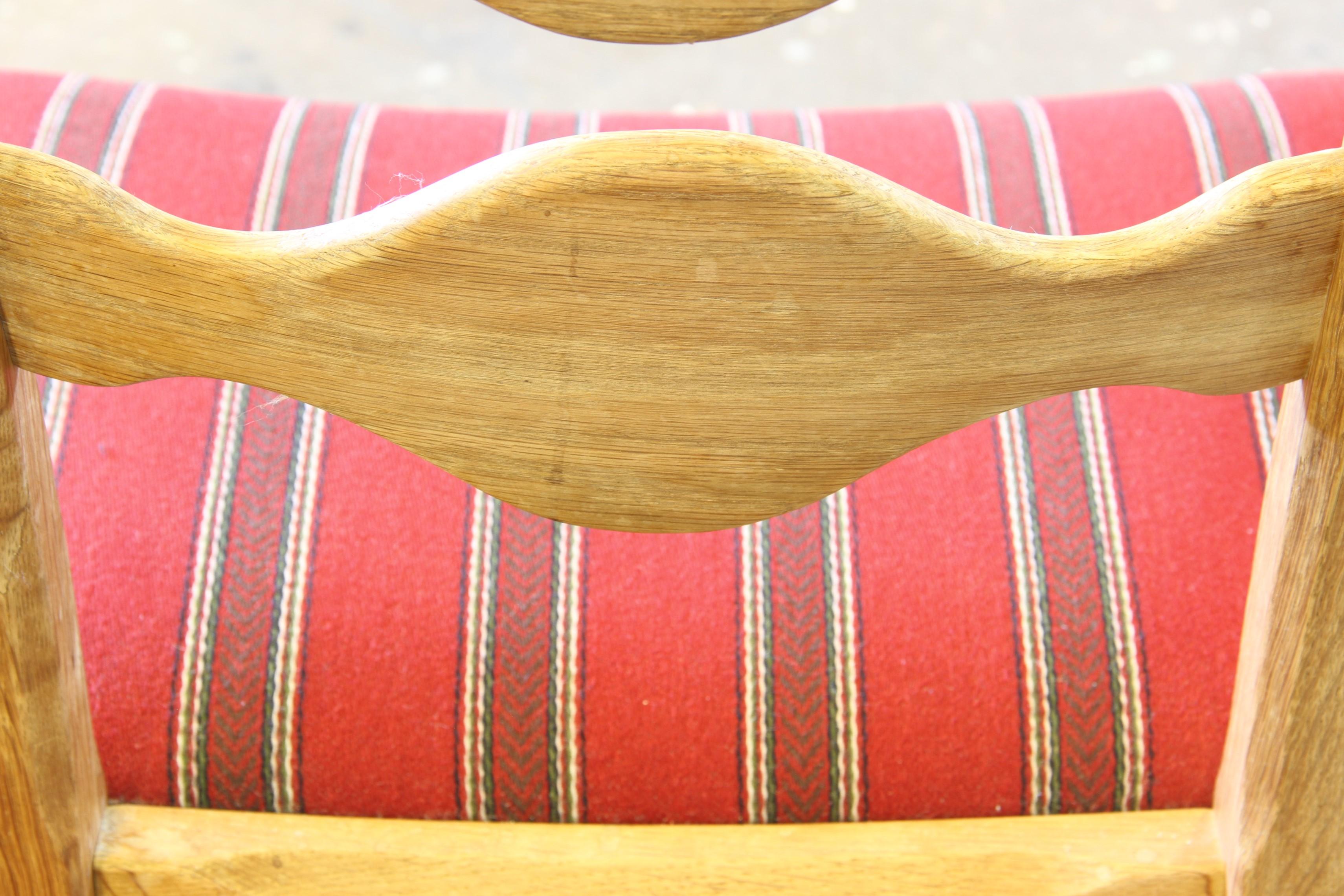 Vintage 1960s Danish Brutalist Ladderback Oak Chairs, Style of Henning Kjærnulf For Sale 10