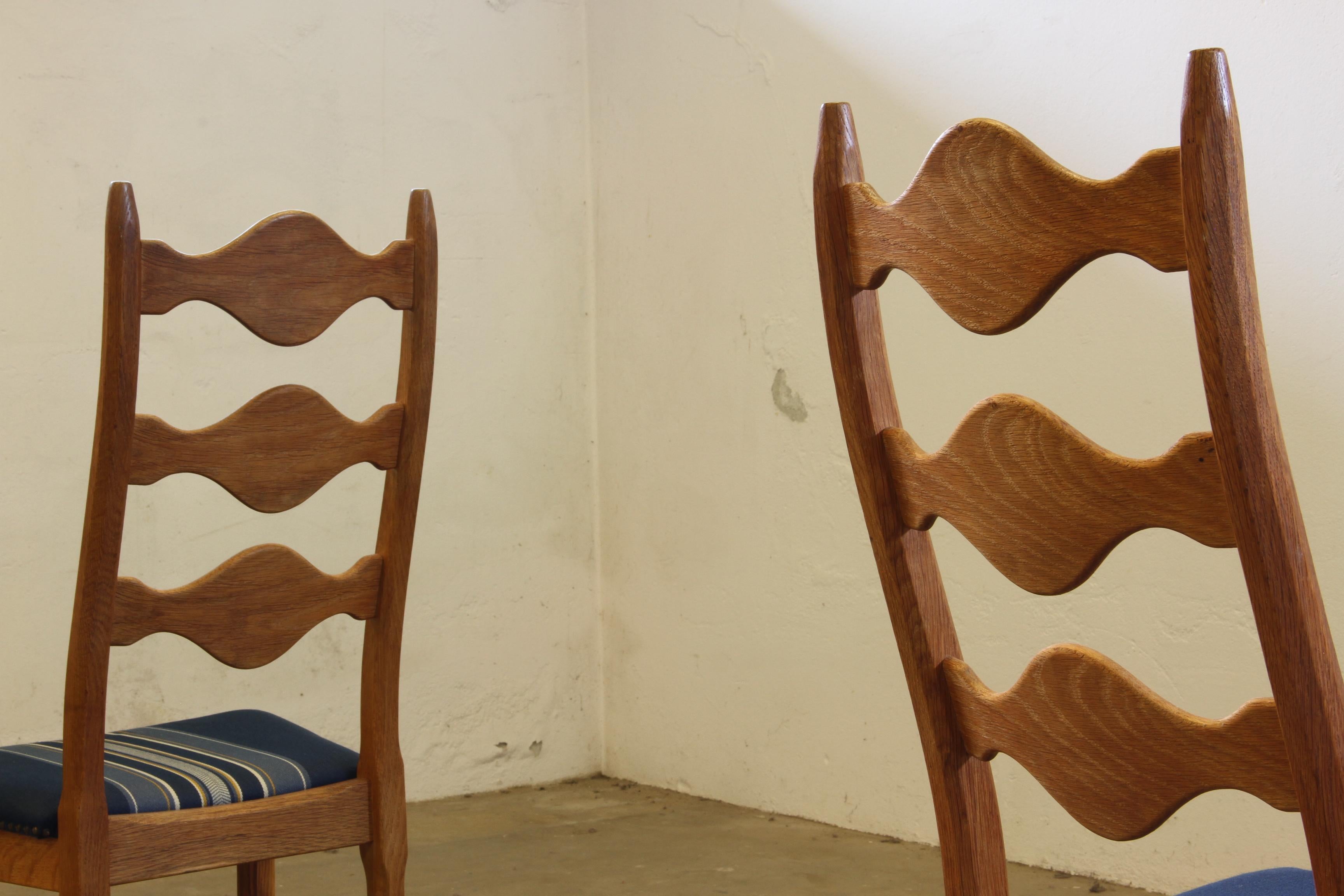 Vintage 1960s Danish Brutalist Oak High back Chairs style of Henning Kjærnulf For Sale 6