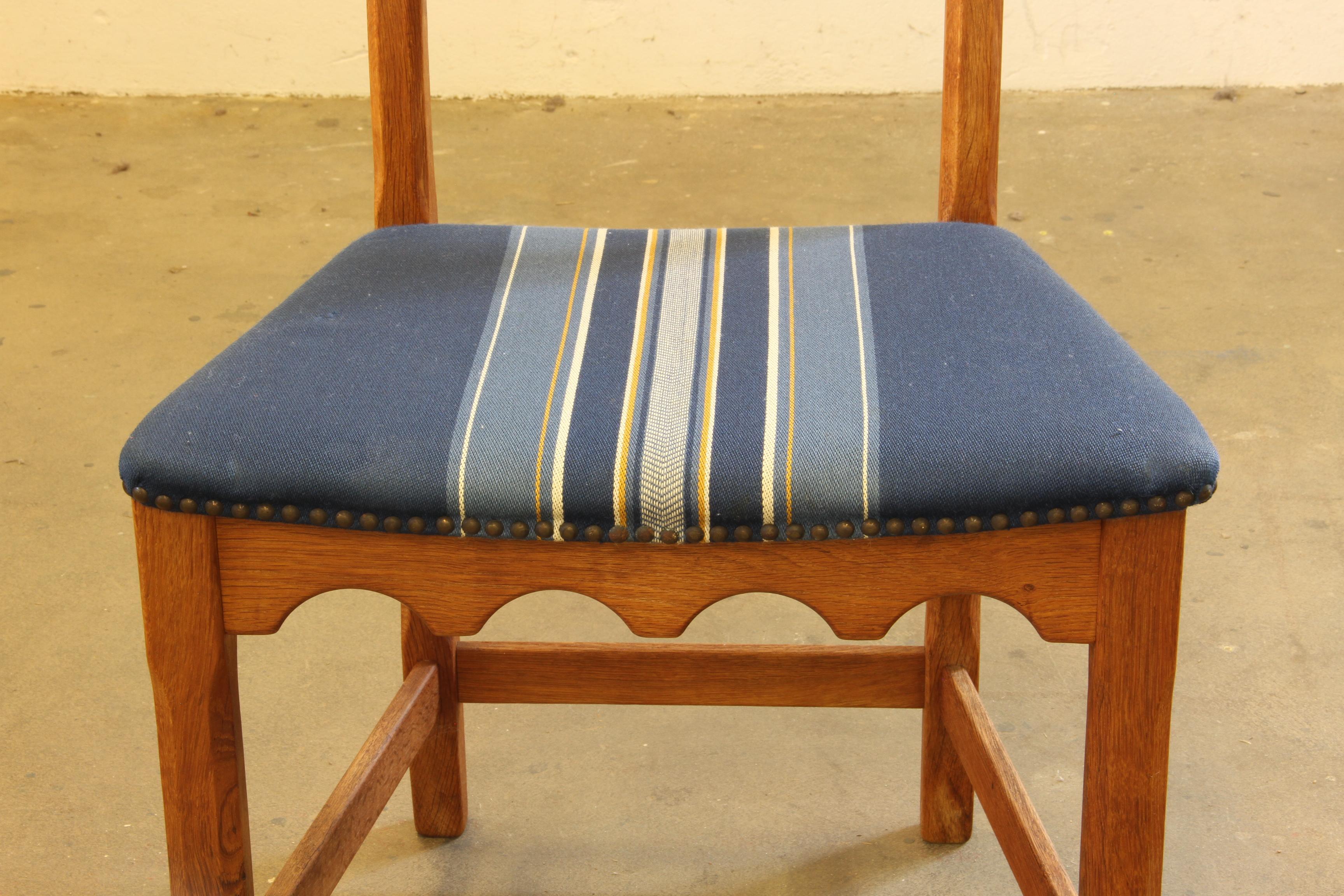 Vintage 1960s Danish Brutalist Oak High back Chairs style of Henning Kjærnulf For Sale 8
