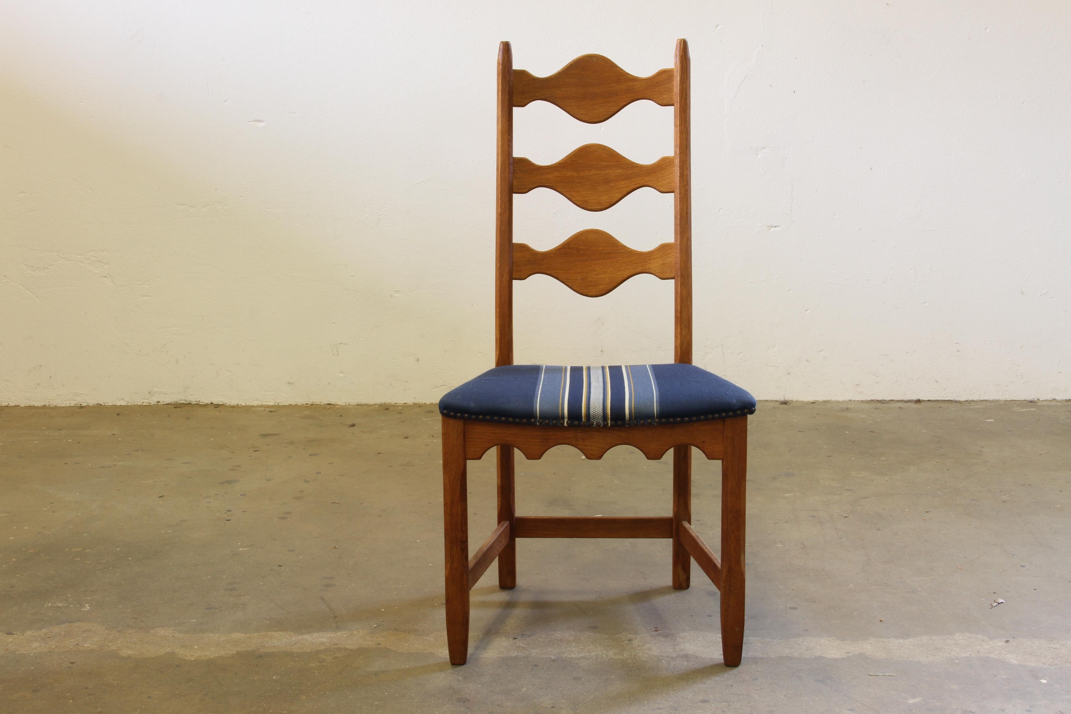 Vintage 1960s Danish Brutalist Oak High back Chairs style of Henning Kjærnulf For Sale 9