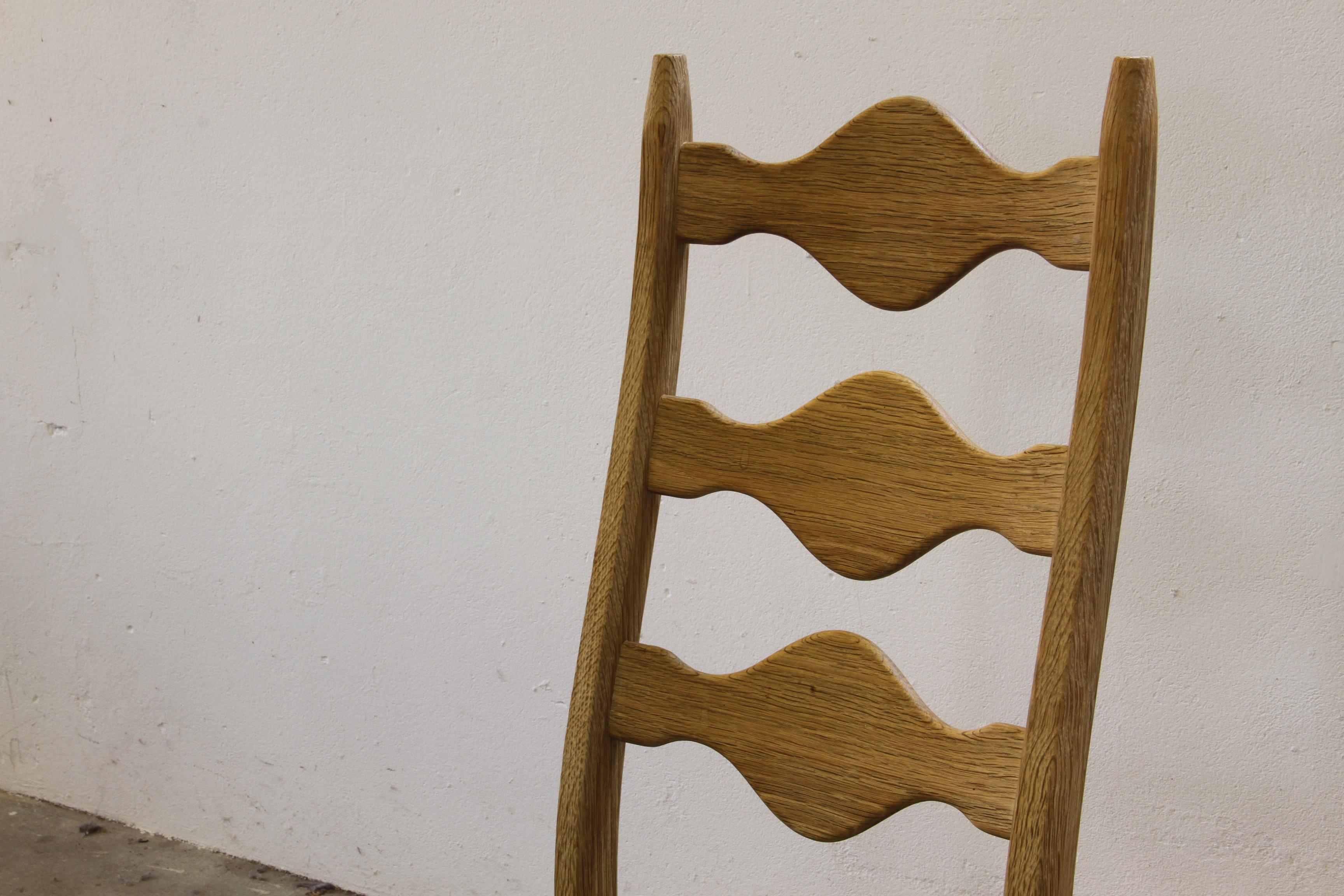 Vintage 1960s Danish Brutalist Oak High back Chairs style of Henning Kjærnulf For Sale 13
