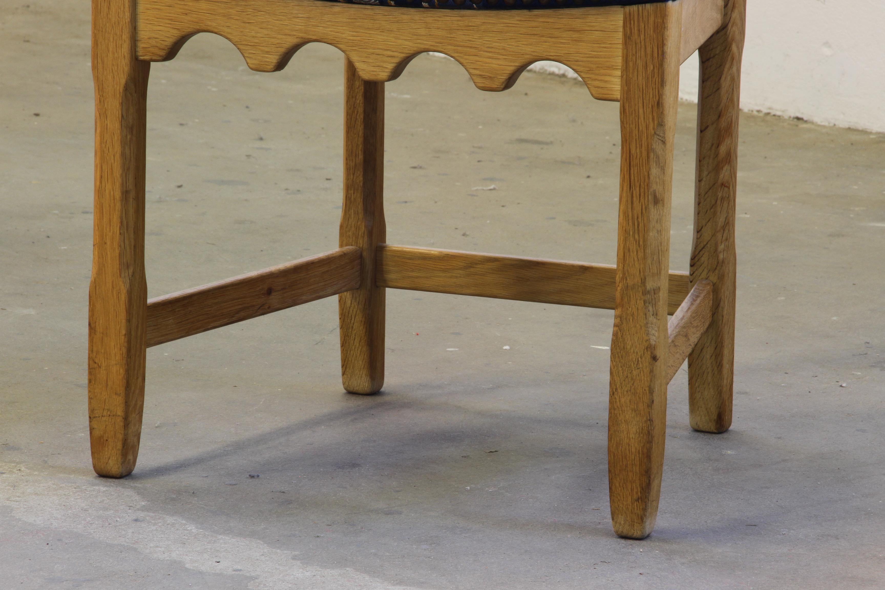 Vintage 1960s Danish Brutalist Oak Ladder Dining Chairs style of Kjærnulf For Sale 7
