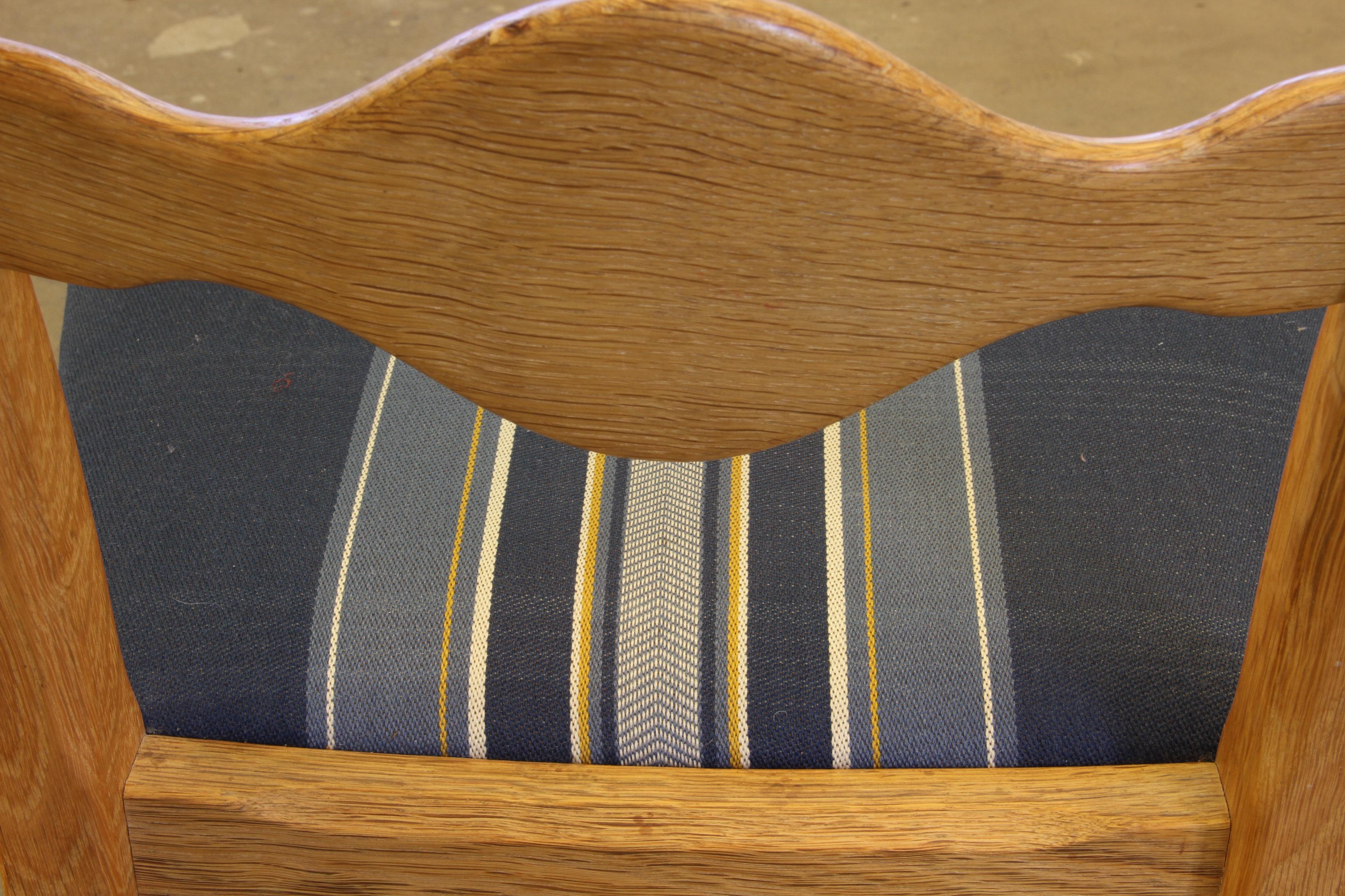 Vintage 1960s Danish Brutalist Oak Ladder Dining Chairs style of Kjærnulf For Sale 10