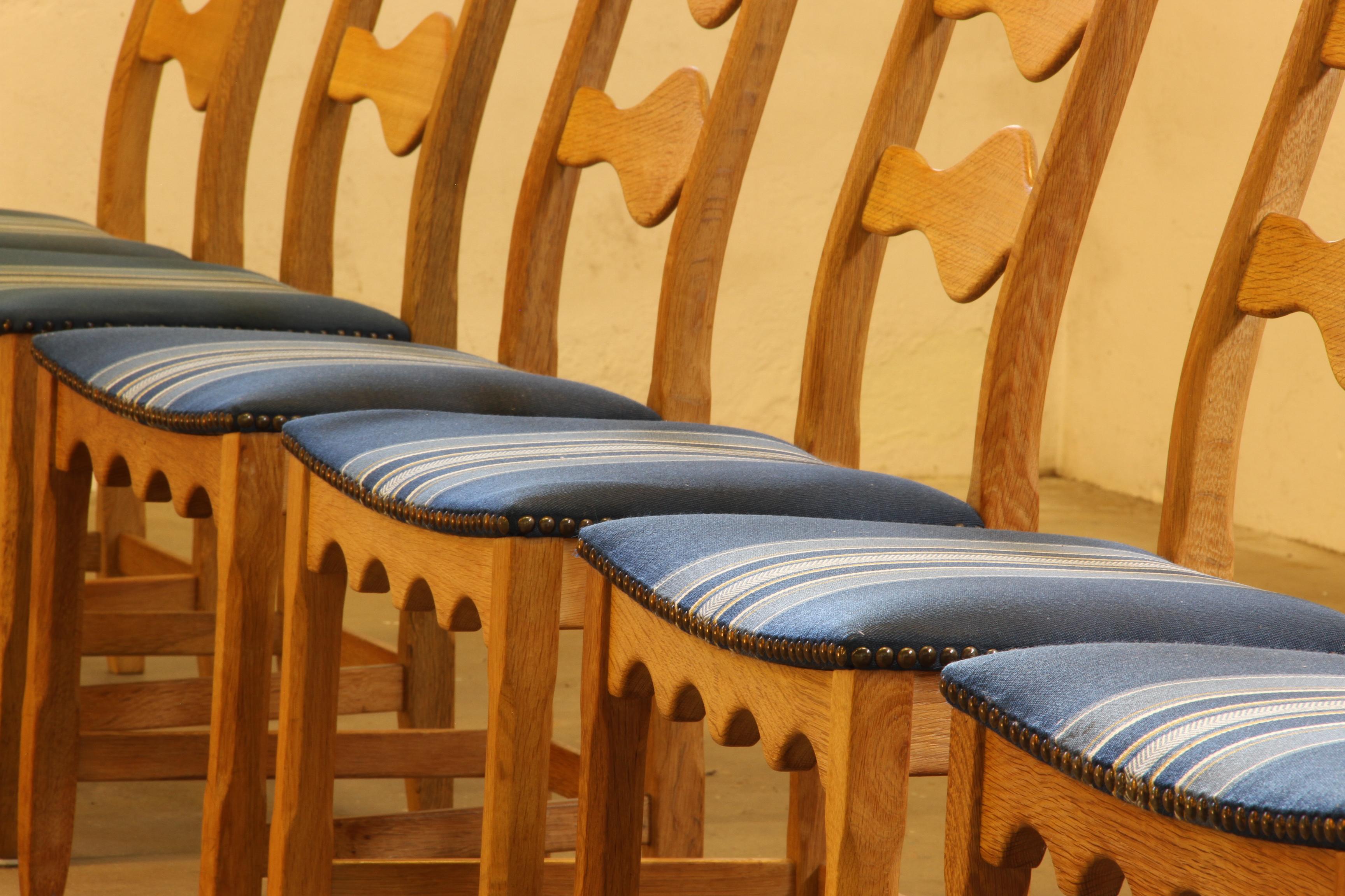 Mid-20th Century Vintage 1960s Danish Brutalist Oak Ladder Dining Chairs style of Kjærnulf For Sale