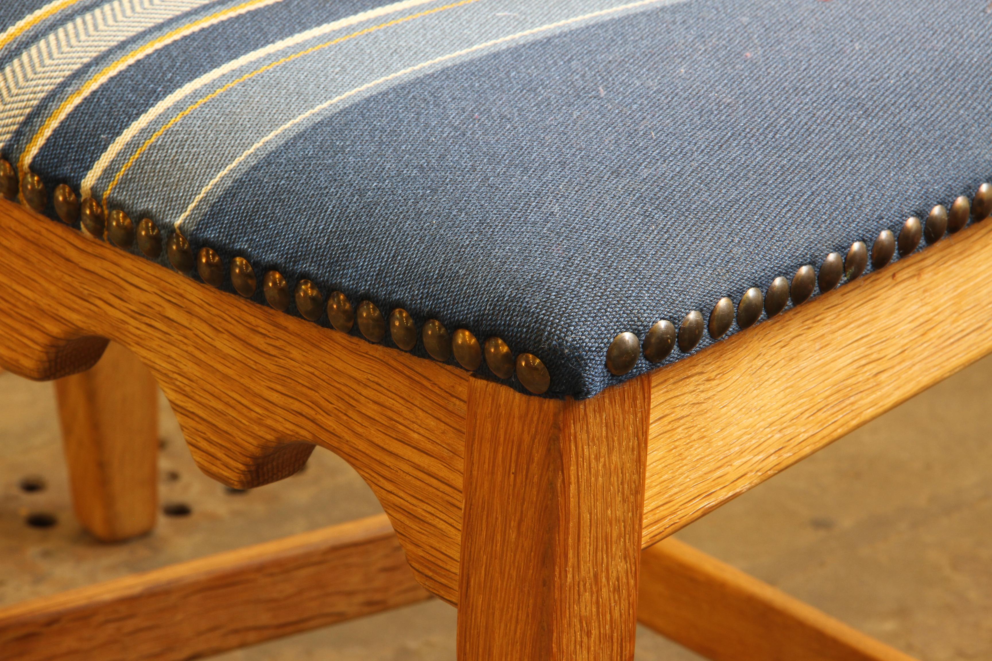 Fabric Vintage 1960s Danish Brutalist Oak Ladder Dining Chairs style of Kjærnulf For Sale