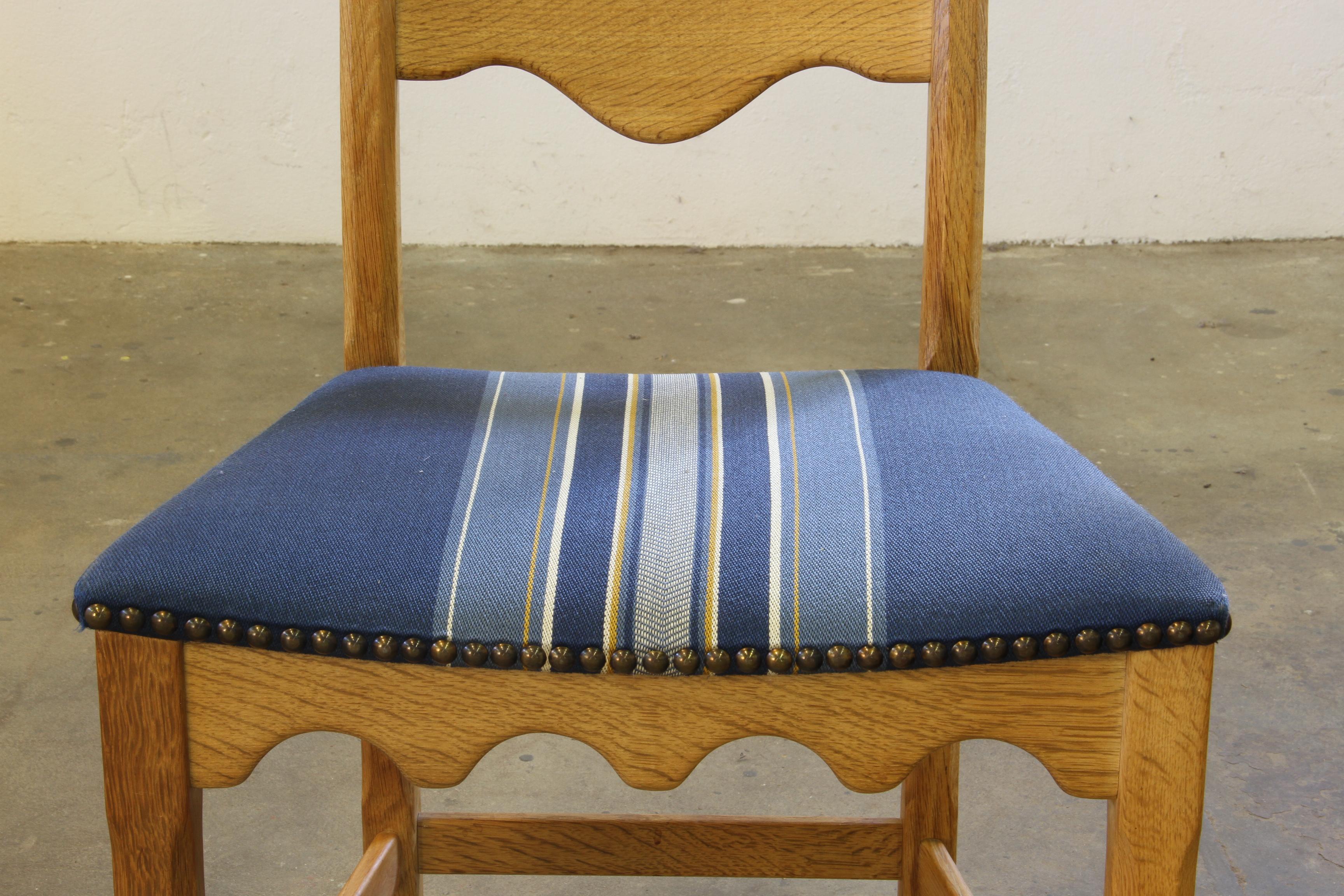 Vintage 1960s Danish Brutalist Oak Ladder Dining Chairs style of Kjærnulf For Sale 1