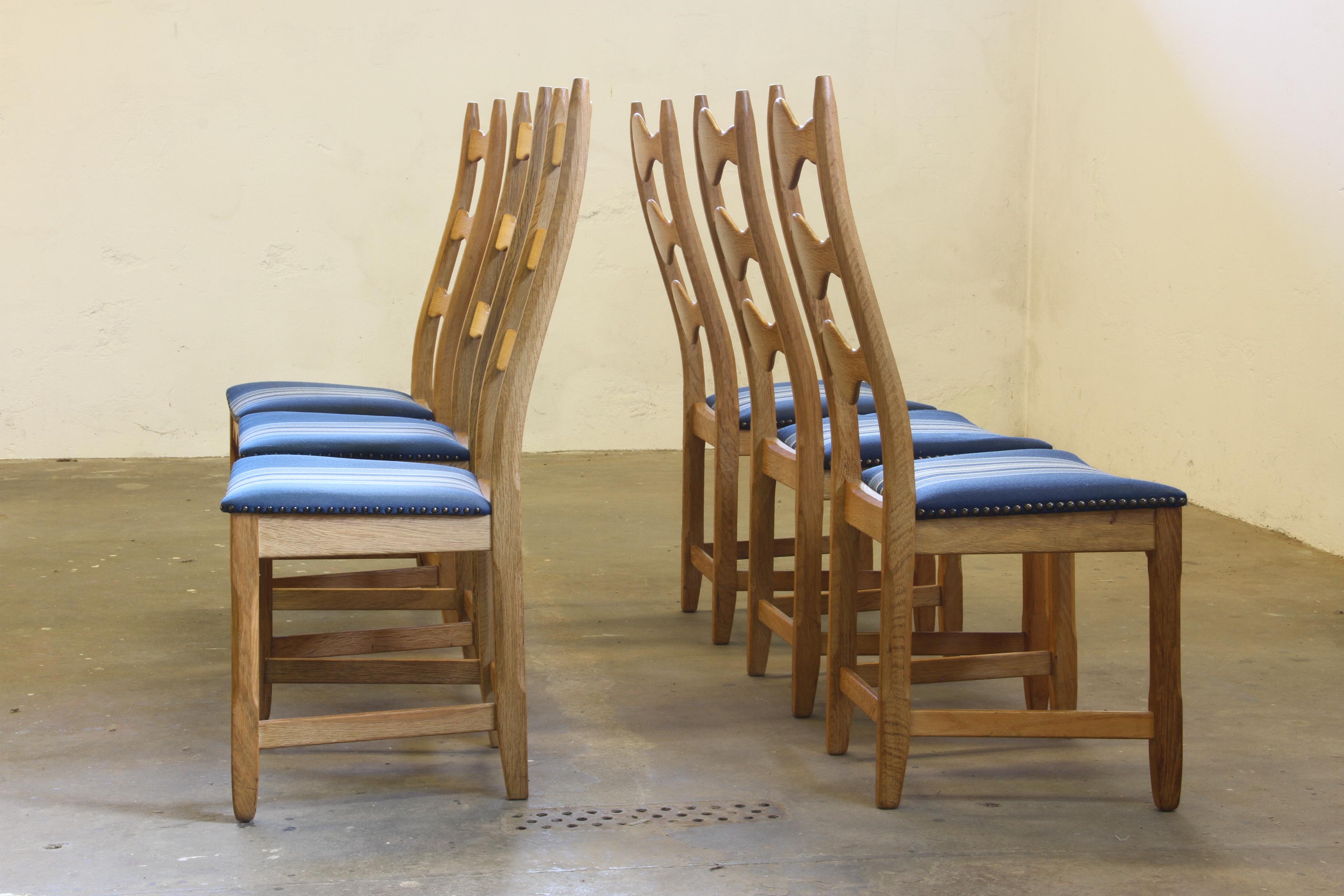 Vintage 1960s Danish Brutalist Oak Ladder Dining Chairs style of Kjærnulf For Sale 2