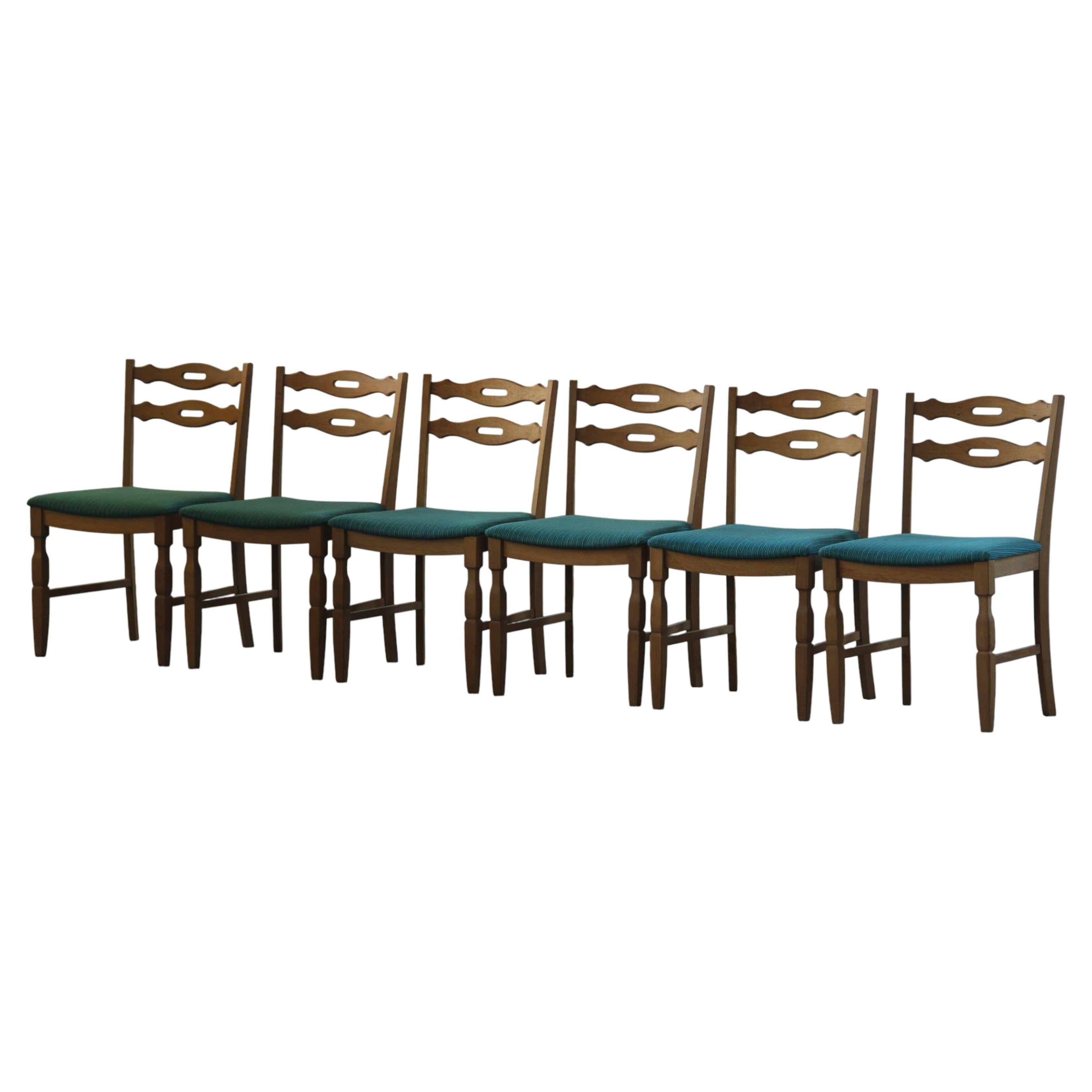 Vintage 1960s Danish Brutalist Solid Oak Dining Chair, Style of Henning Kjærnulf