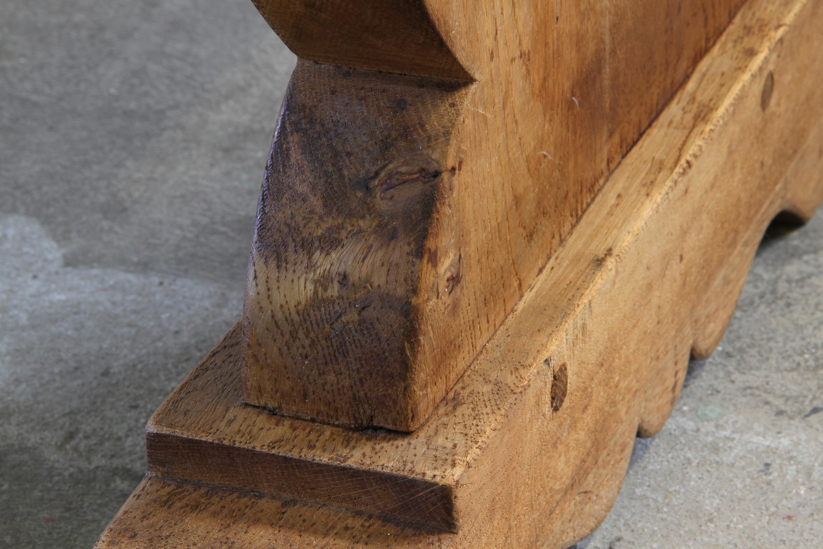 Vintage 1960s Danish Farmhouse Dining / Kitchen Table in Solid Oak, Old Pub en vente 10