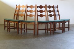 Vintage 1960s Danish Ladderback Oak Chairs, Henning Kjærnulf Brutalist Style