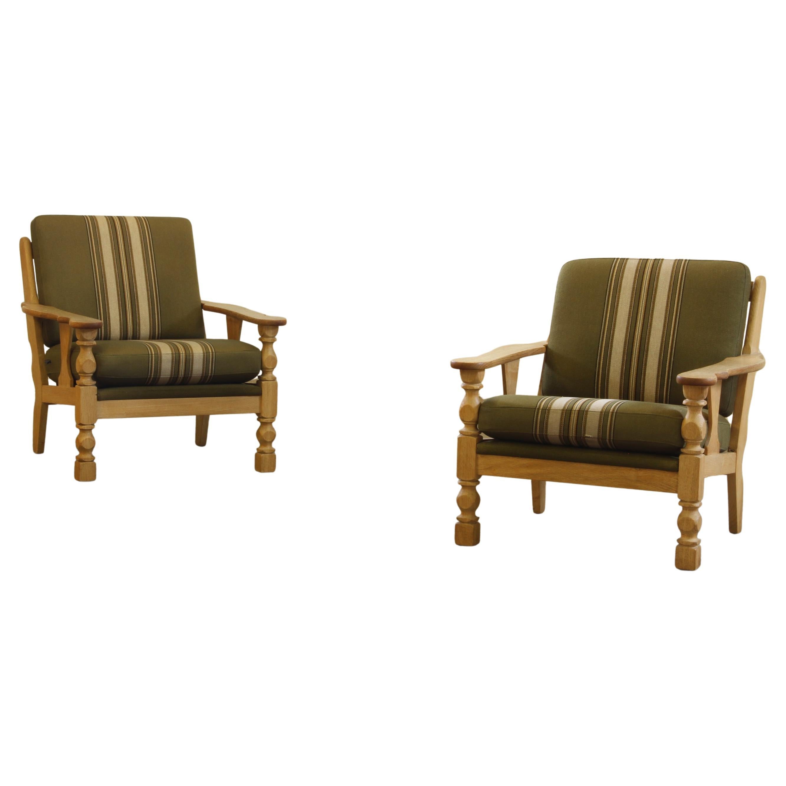 Sedie da salotto danesi con schienale basso degli anni '60 in Oak Light, stile Henning Kjærnulf in vendita