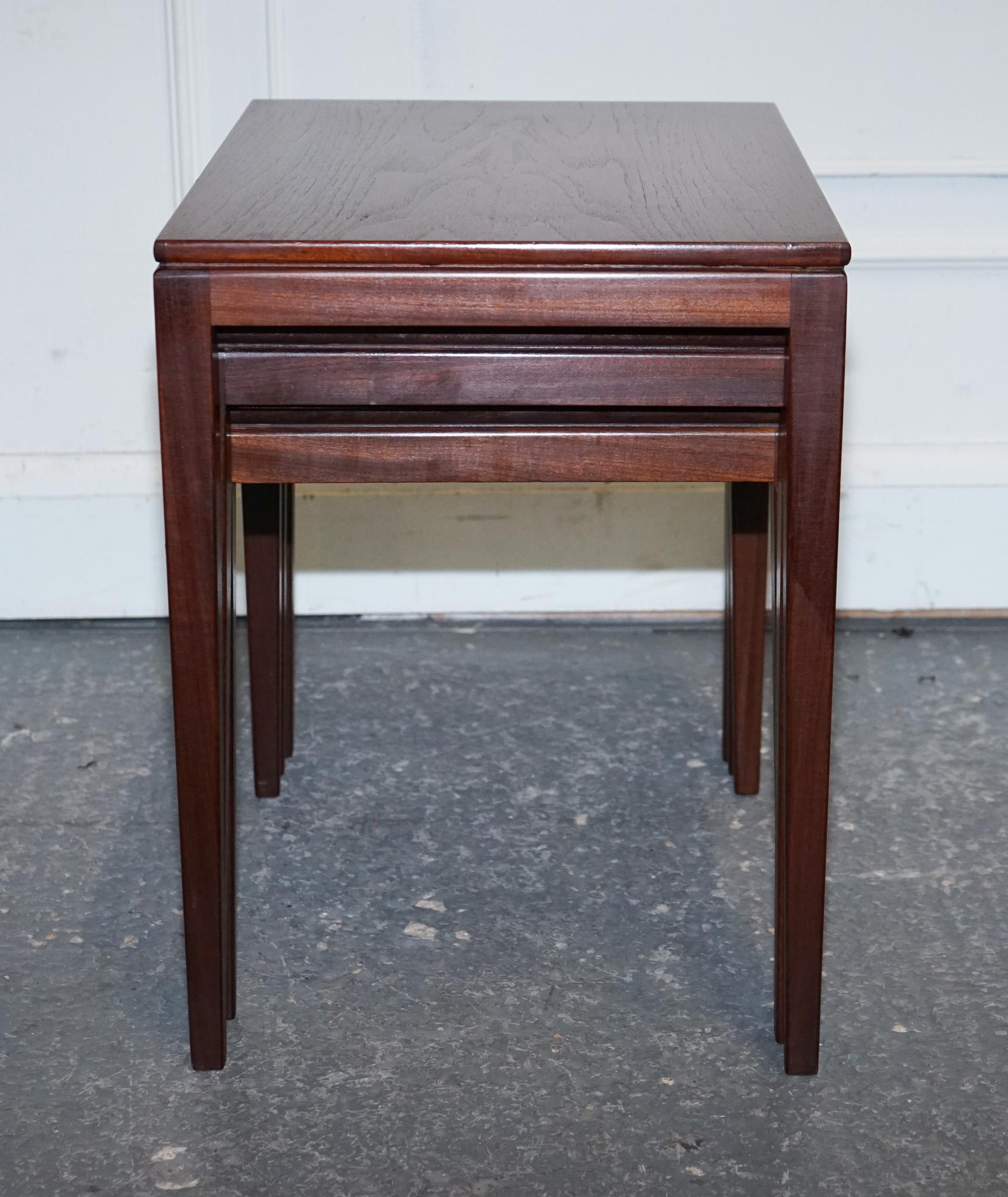 Danish ViNTAGE 1960'S DANISH MID CENTRY TEAK NEST OF THREE TABLES For Sale