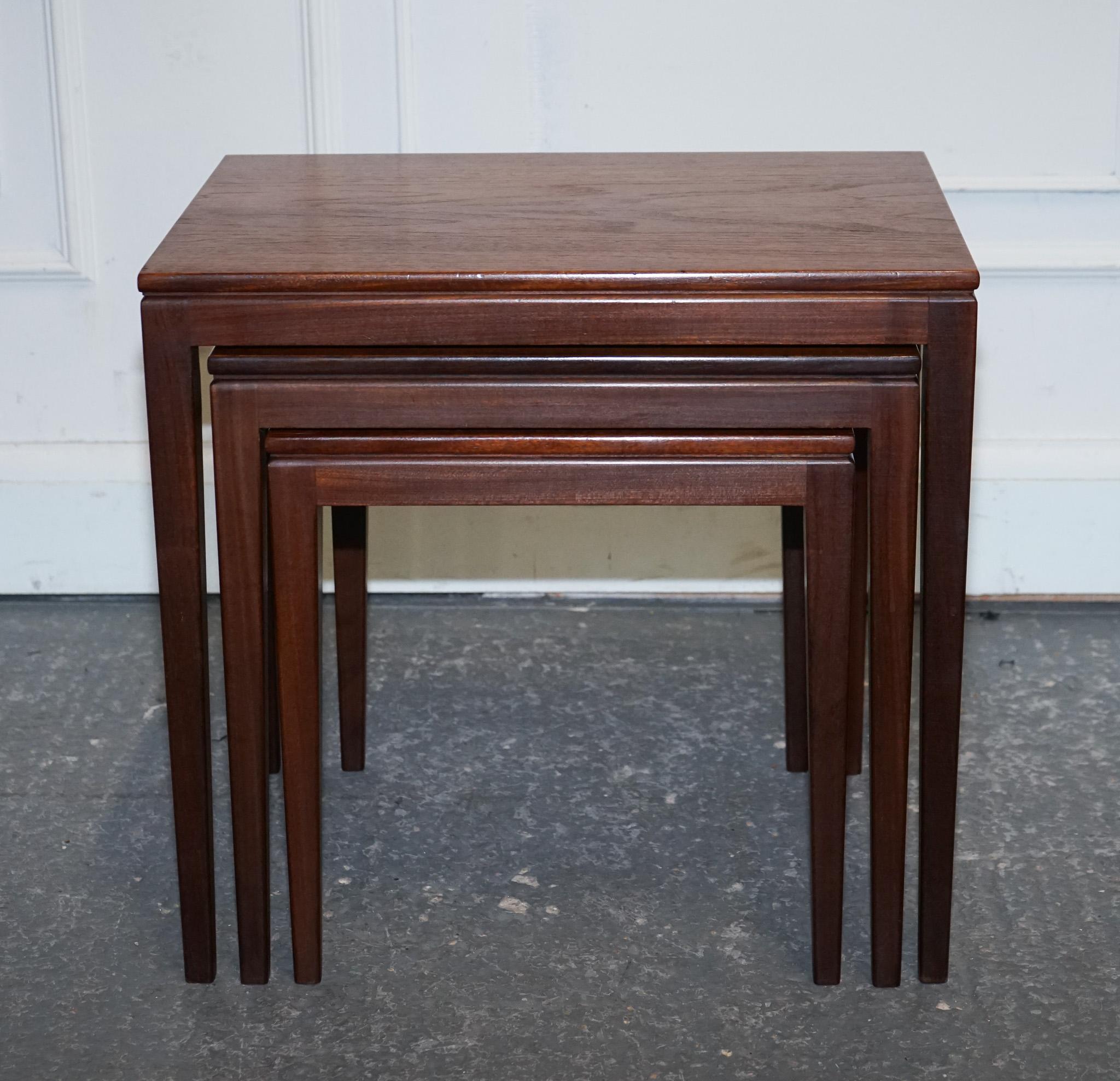 20th Century ViNTAGE 1960'S DANISH MID CENTRY TEAK NEST OF THREE TABLES For Sale