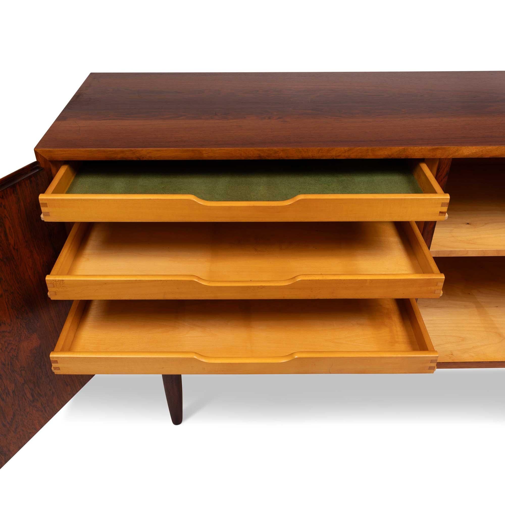 Vintage 1960s Danish Mid-Century Rosewood Sideboard Credenza In Good Condition For Sale In Emeryville, CA