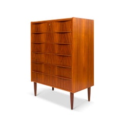 Commode haute danoise du milieu du siècle dernier à six tiroirs en teck, années 1960