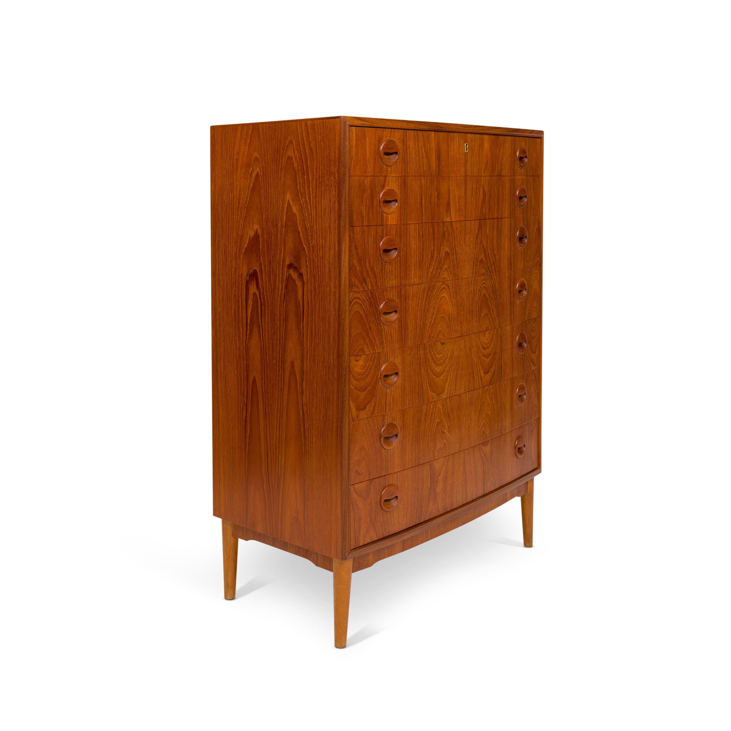 Mid-Century Modern Vintage 1960s Danish Mid-Century Teak Seven Drawer Tallboy Dresser