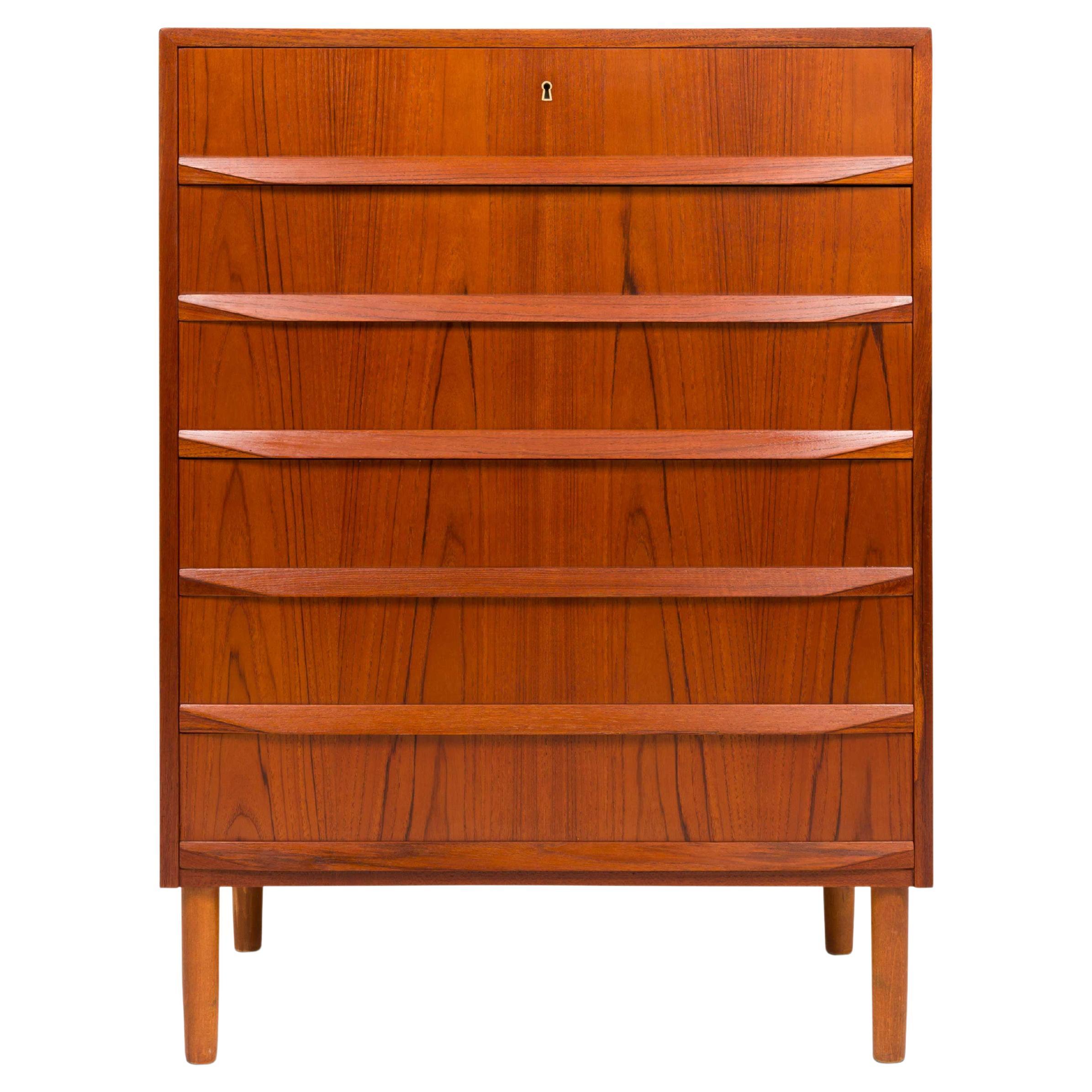 Vintage 1960s Danish Mid-Century Teak Tallboy Dresser