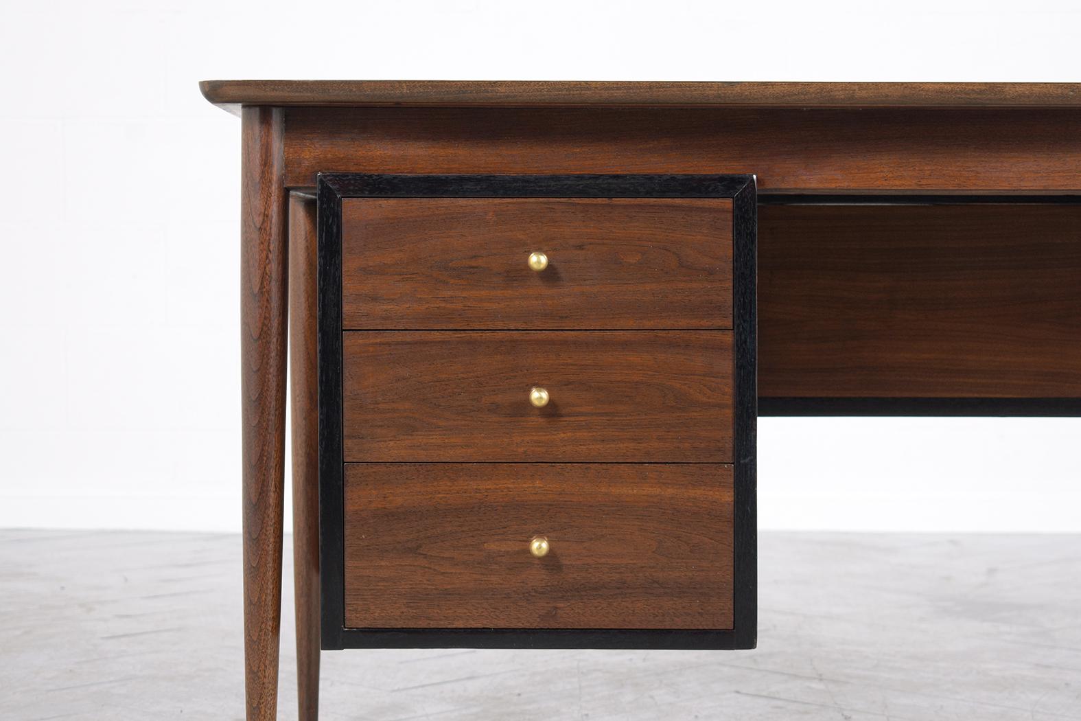 American Danish Modern Executive Desk in Walnut with Ebonized Accents