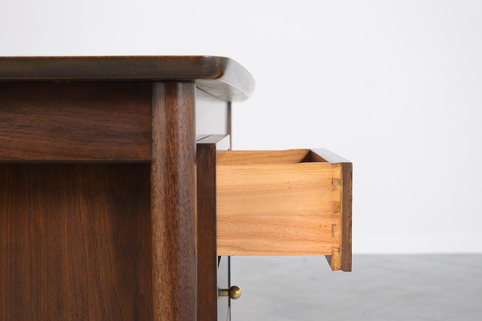 Mid-20th Century Danish Modern Executive Desk in Walnut with Ebonized Accents