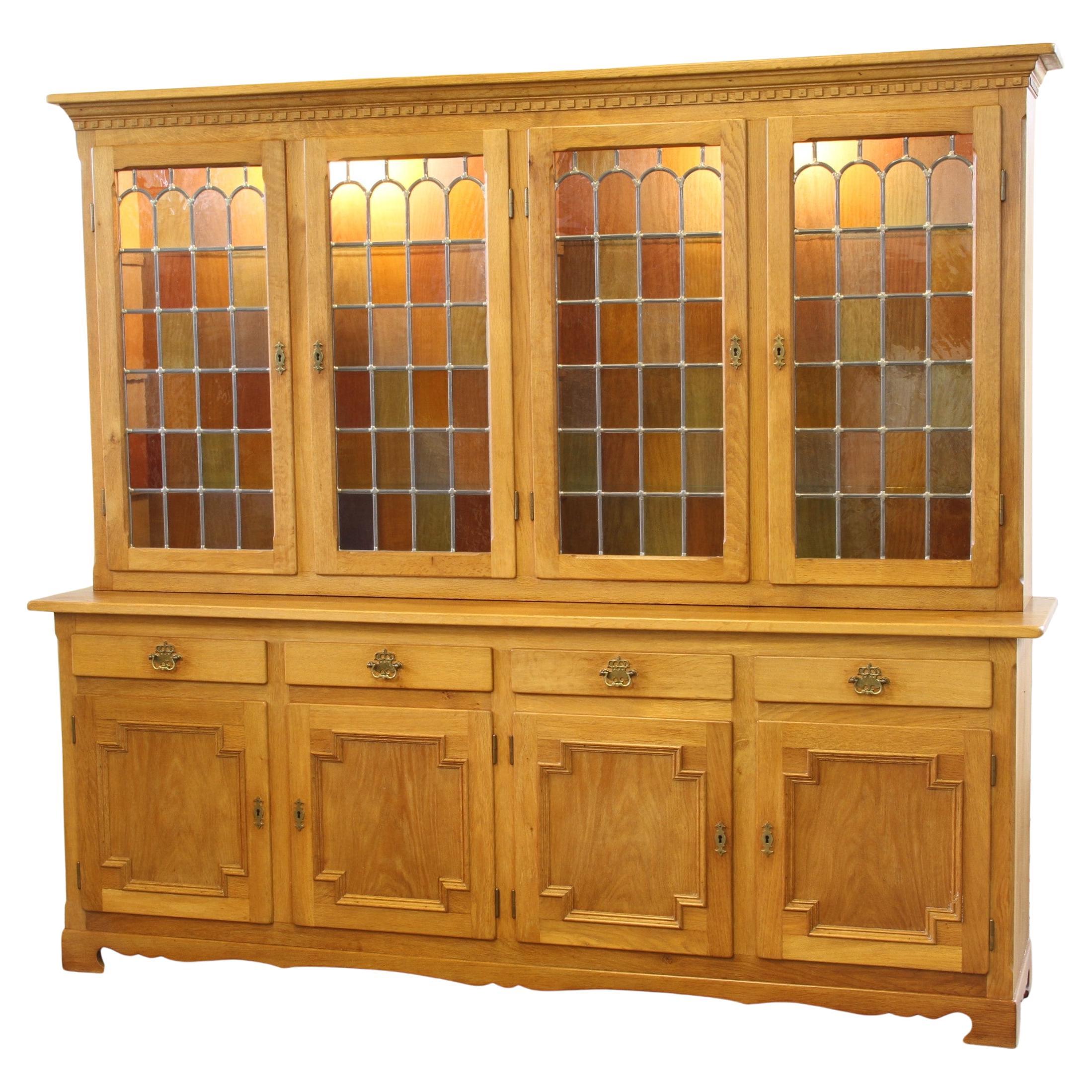 Vintage 1960 Danish Modern Oak China Display Cabinet stile Kjærnulf