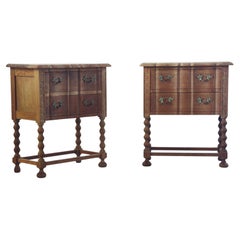 Vintage 1960s Danish Modern Oak Nightstands in the style of Henning Kjærnulf