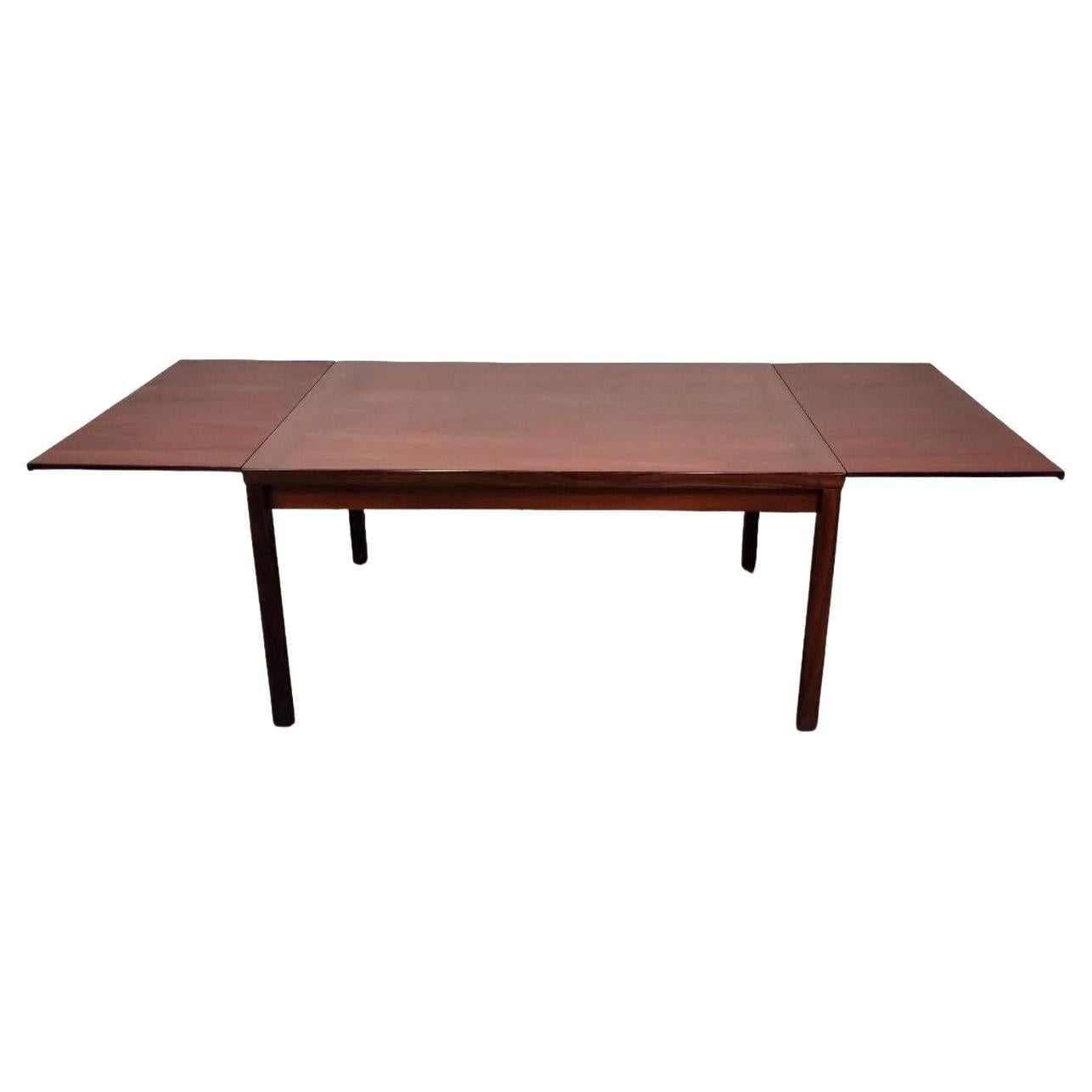 Vintage 1960s Danish Modern Rosewood Extendable Dining Table Made In Denmark For Sale