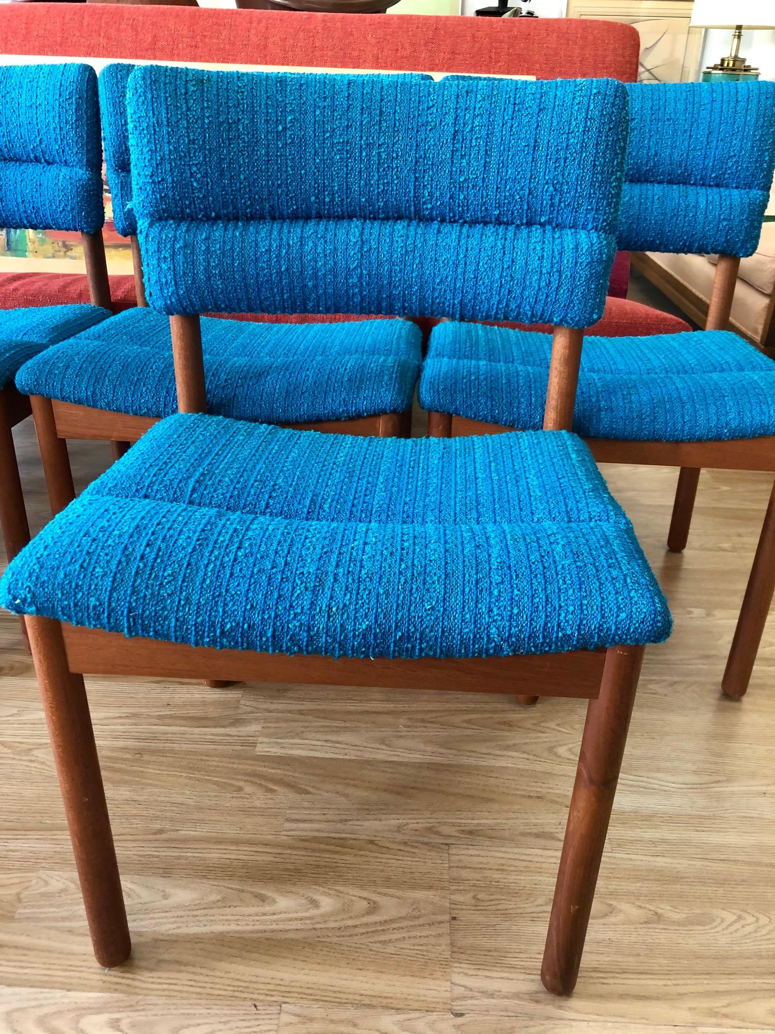 Vintage 1960s Danish Modern Set of Six Teak Dining Chairs 1